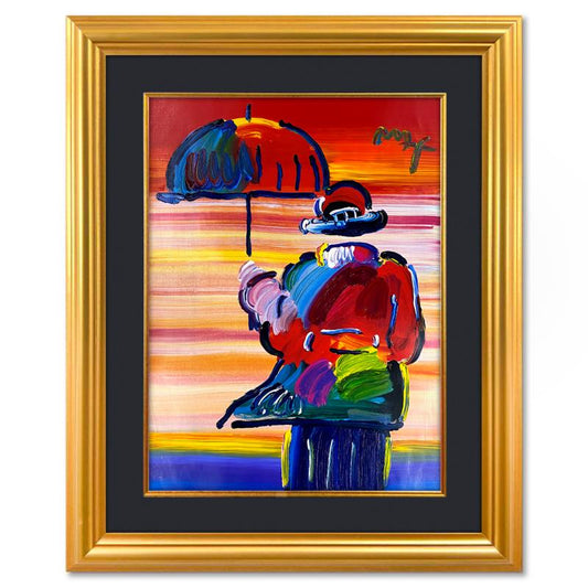 Peter Max Umbrella Man Original Mixed Media