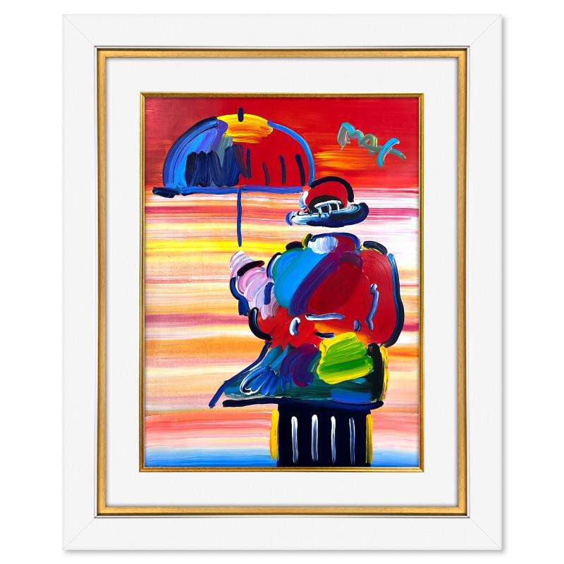 Peter Max Umbrella Man Original Mixed Media