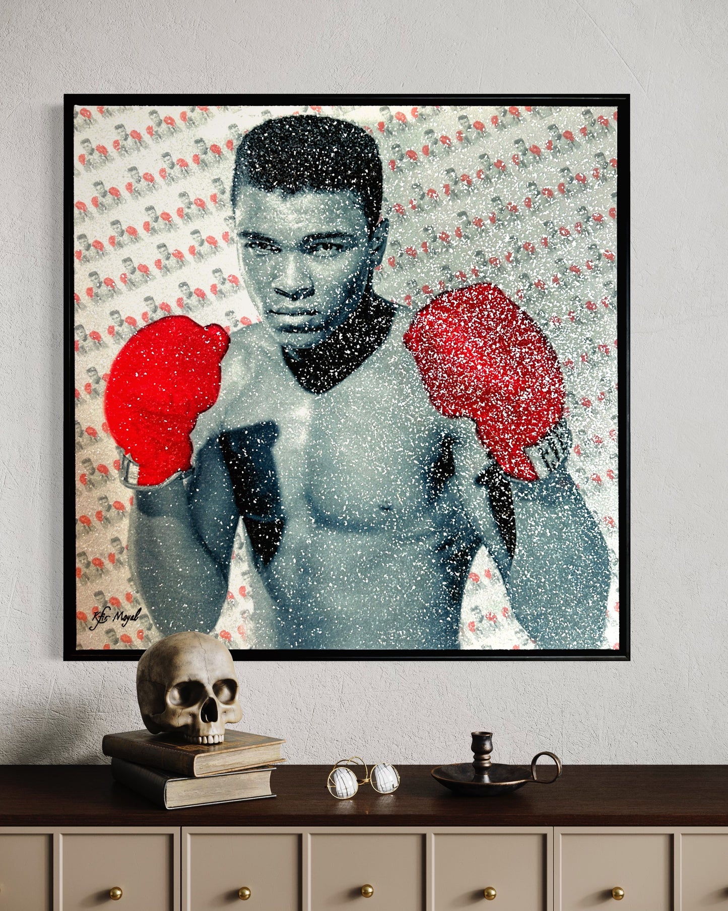 Kfir Moyal Muhammad Ali Mixed Media on Canvas with Acrylic and Diamond Dust