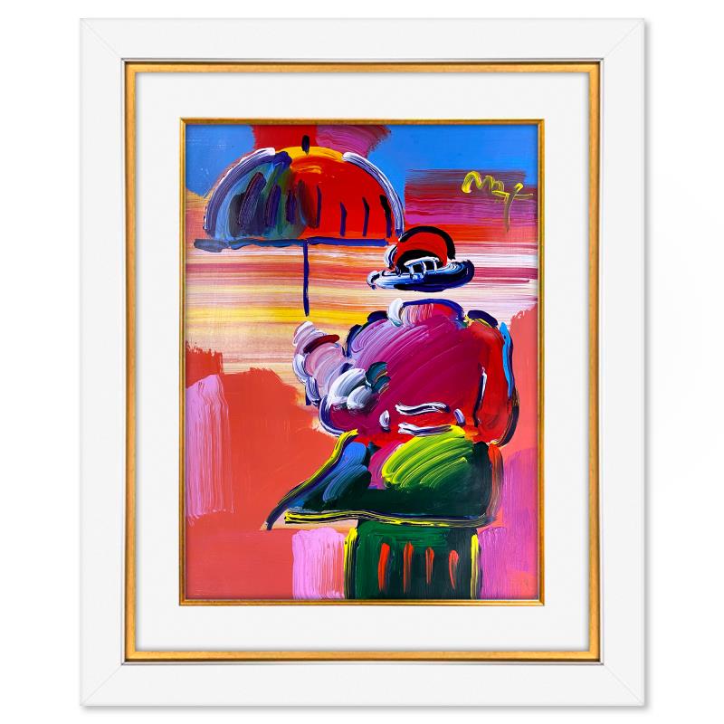 Peter Max Umbrella Man Original Mixed Media