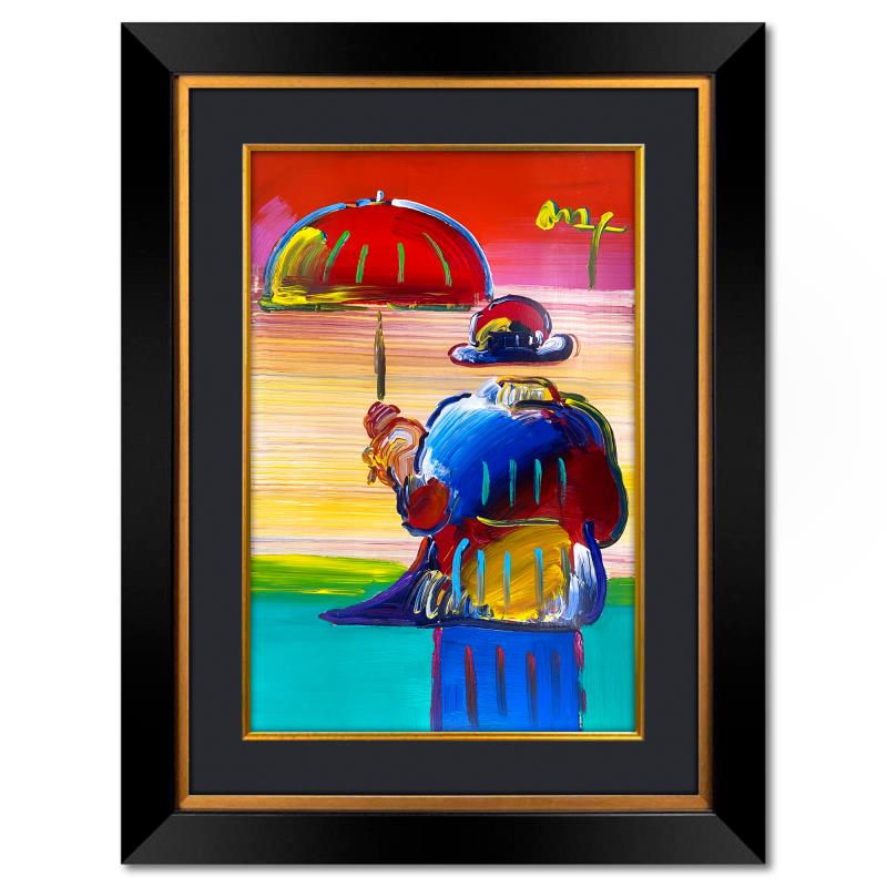 Peter Max Umbrella Man Original Mixed Media